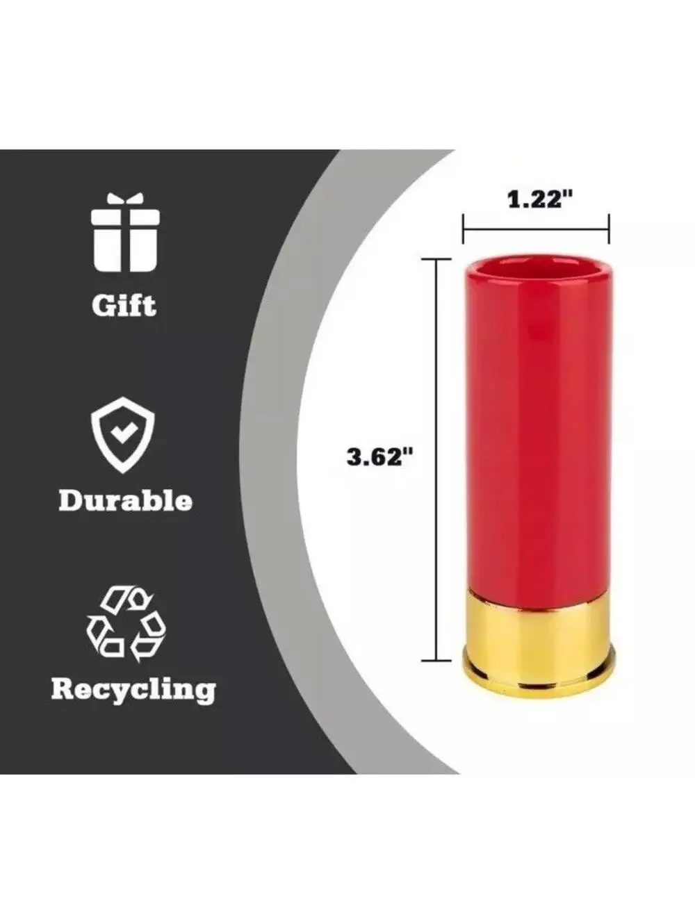 12 Gauge Bullet-Style Shot Glasses Red & Gold – Set of 4 Unique Drinkware New